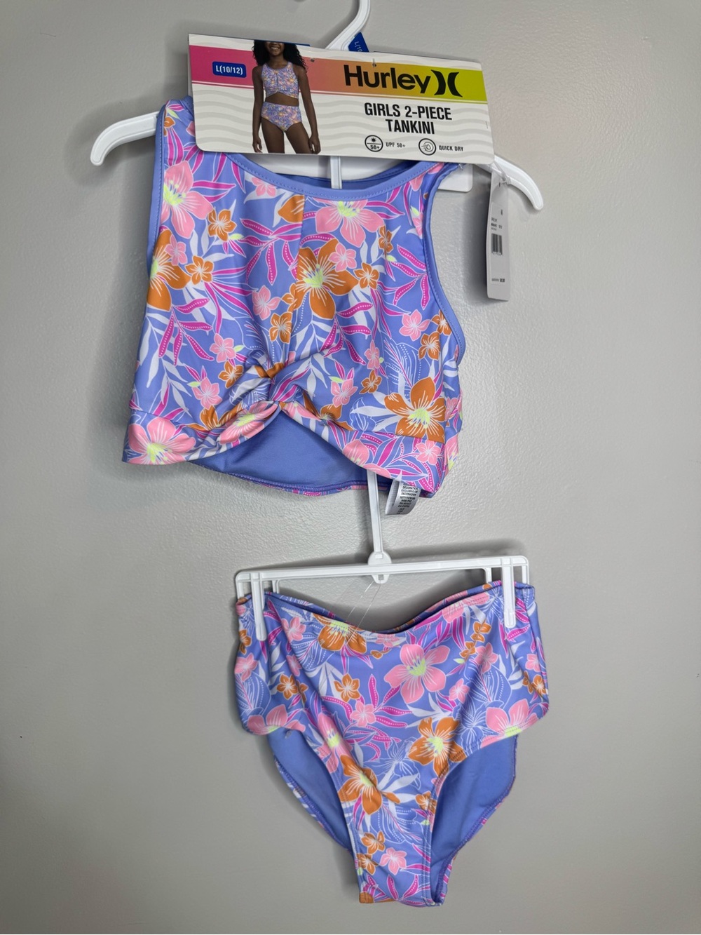 Hurley Girls Floral 2-Piece Tankini in Lavender and Orange